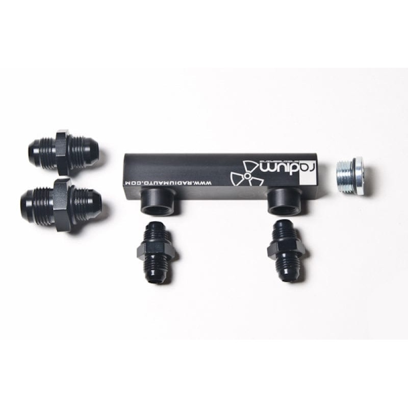 Radium Engineering Universal 4-Port Manifold – Black W/ Logo