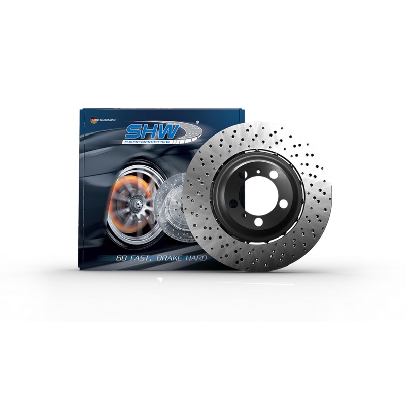SHW 2021 Porsche 911 Turbo 3.7L Right Front Cross-Drilled Lightweight Brake Rotor