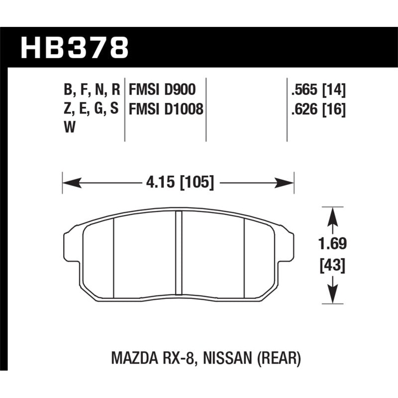 Hawk 2001-2001 Infiniti G20 (Made On or After 12-1-01) HPS 5.0 Rear Brake Pads