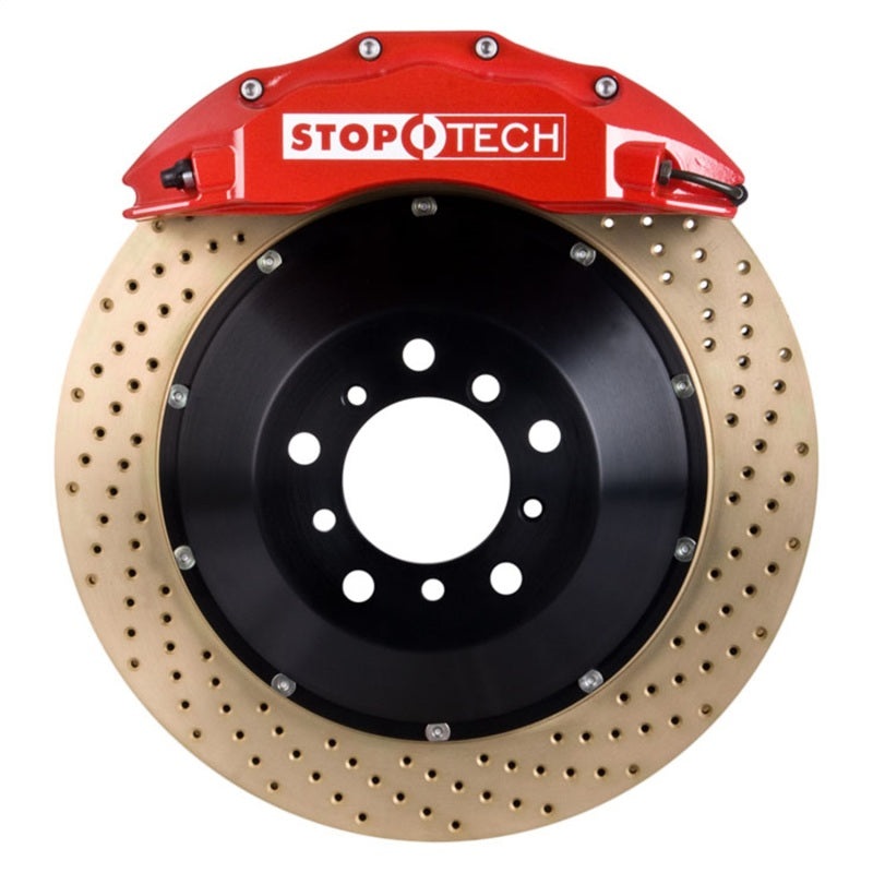 StopTech 08-10 Audi S5 Front BBK w/ Red ST-60 Calipers Drilled Zinc Coated 380x32mm Rotors Pads