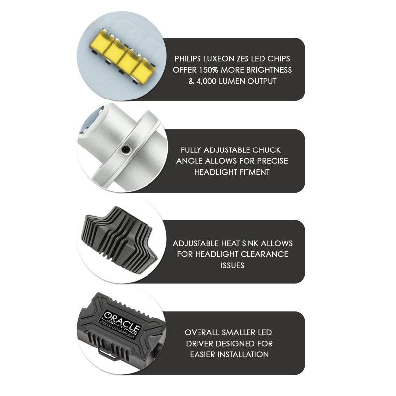 Oracle H1 4000 Lumen LED Headlight Bulbs (Pair) – 6000K