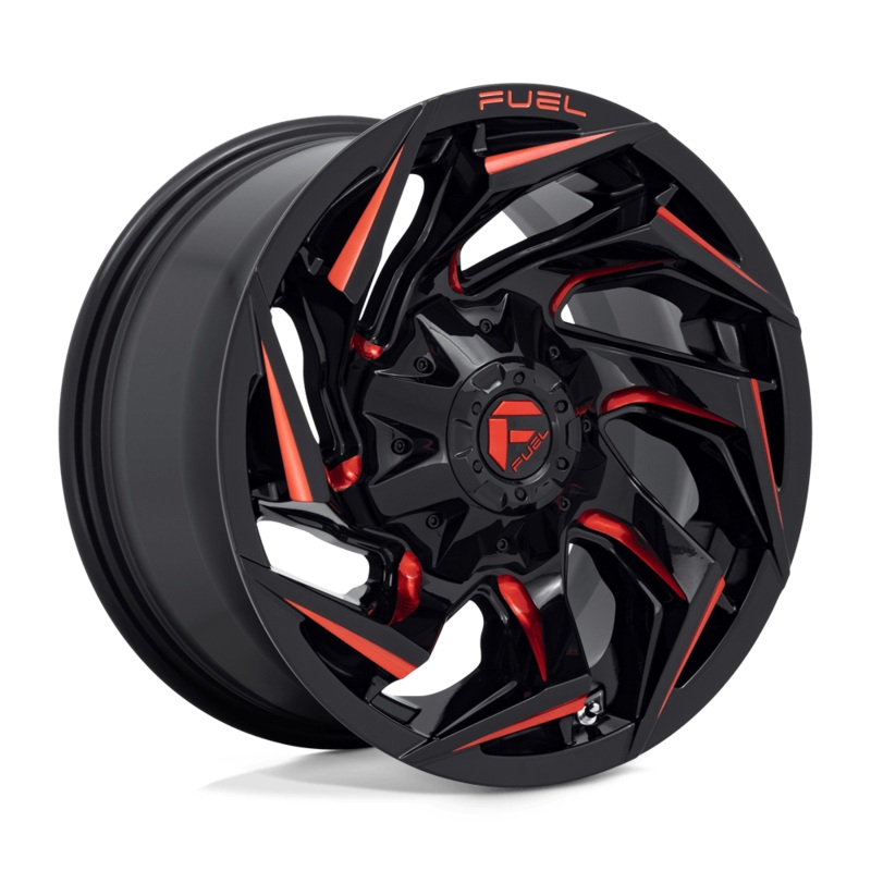 Fuel Wheels D755 Reaction 20″ 5×114.3/5×127 Gloss Black Milled With Red Tint