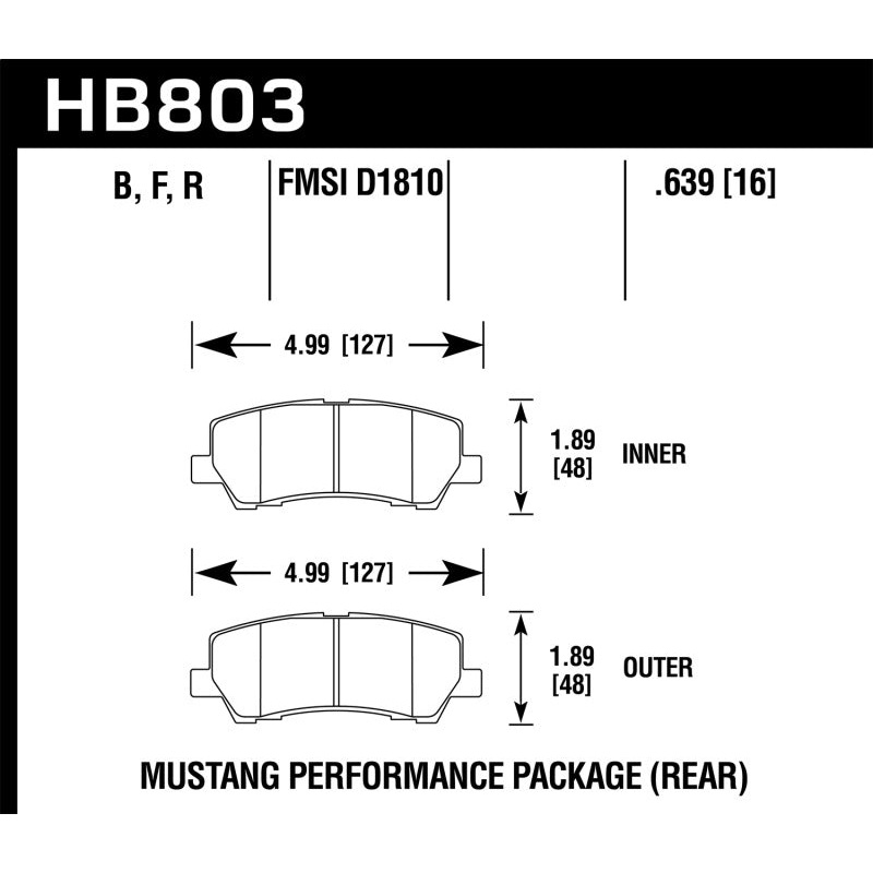 Hawk 16-17 Ford Mustang GT Brembo Package HP Plus Rear Brake Pads