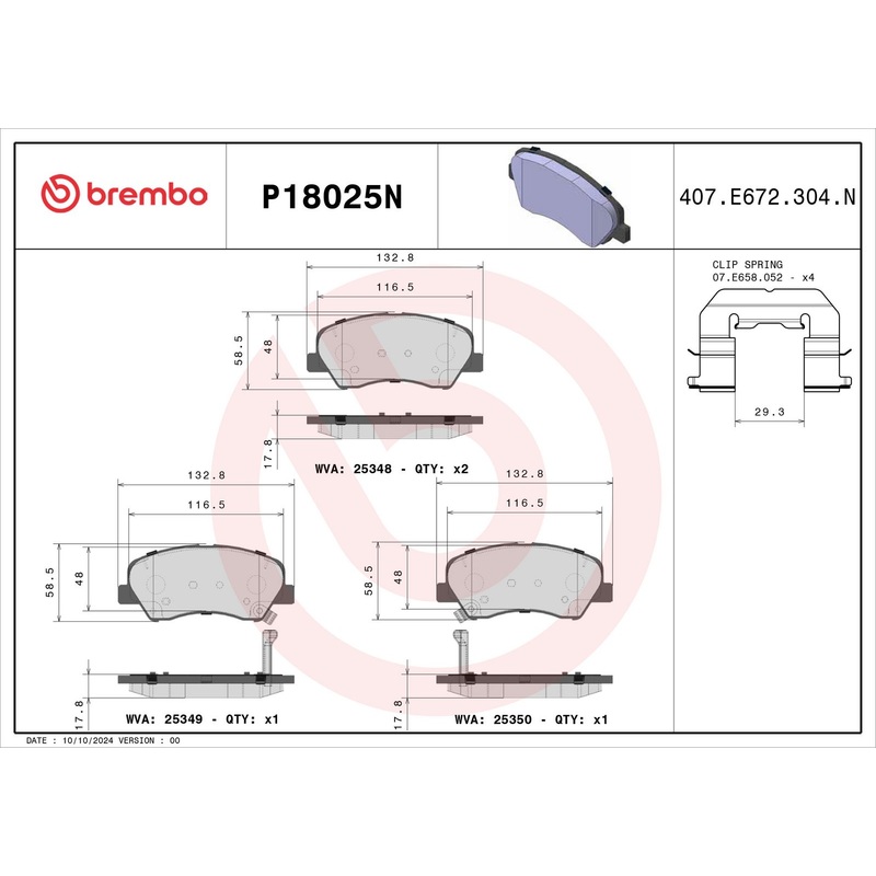 PRIME Ceramic Front Disc Brake Pad Set – P18025N
