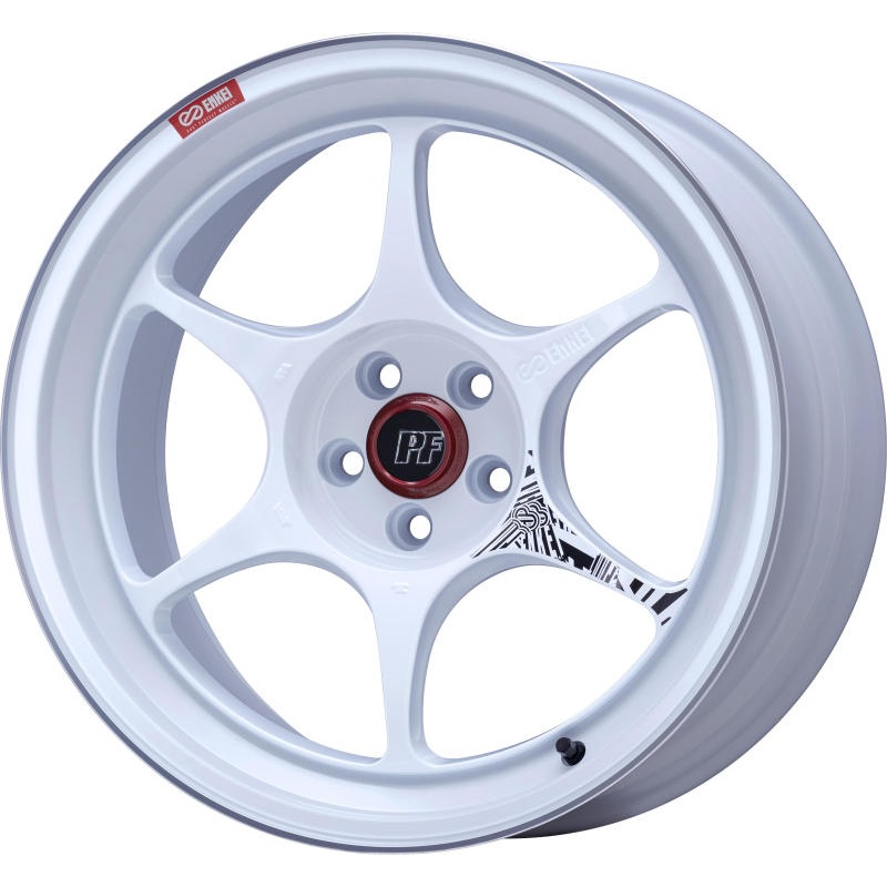 Enkei PF06 18x9in 5×114.3 BP 42mm Offset 75mm Bore White Machined Wheel