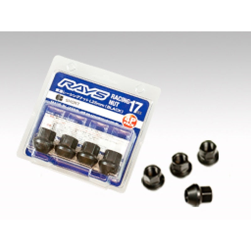 Rays 17 Hex Racing Nut Set L25 Short Type 12×1.50 – Black Chromate (4 Pieces)