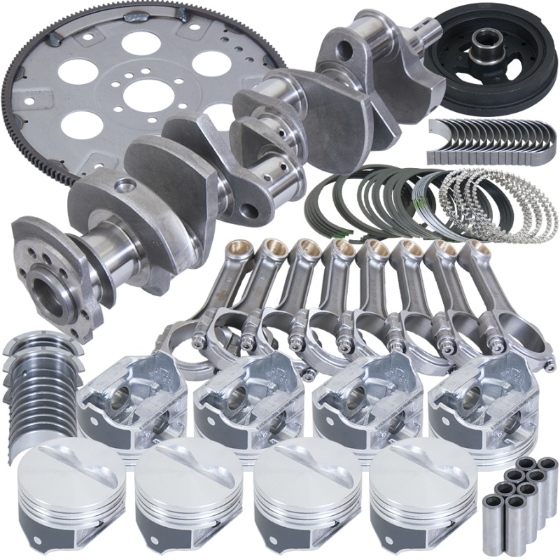 Eagle Chevy 350 1Pc 3.480in Crank 5.700in I-Beam Rods 4.060in Pistons 153 Tooth FP Balanced Assembly