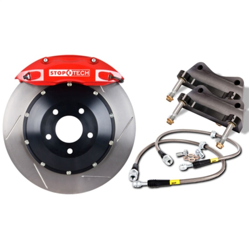 StopTech 08-11 BMW 335 Series BBK Front Red ST-60 Calipers 355×32 Slotted Rotors Pads and SS Lines