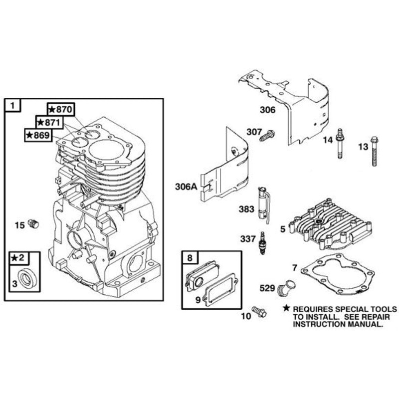 1. 555168 Briggs Flat Head IC Steel Sleeve Dual Bearing Block