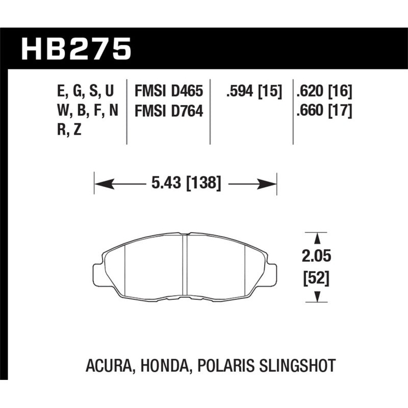 Hawk 1997-1997 Acura CL 2.2 HPS 5.0 Front Brake Pads