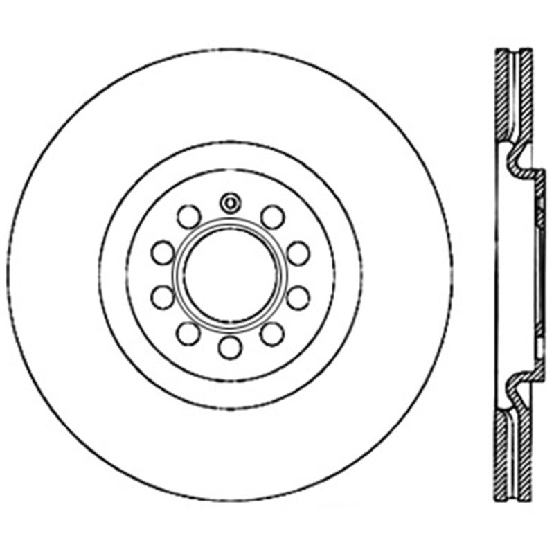 StopTech 08-12 Audi S3 SportStop Cryo Slotted & Drilled Front Right Rotor
