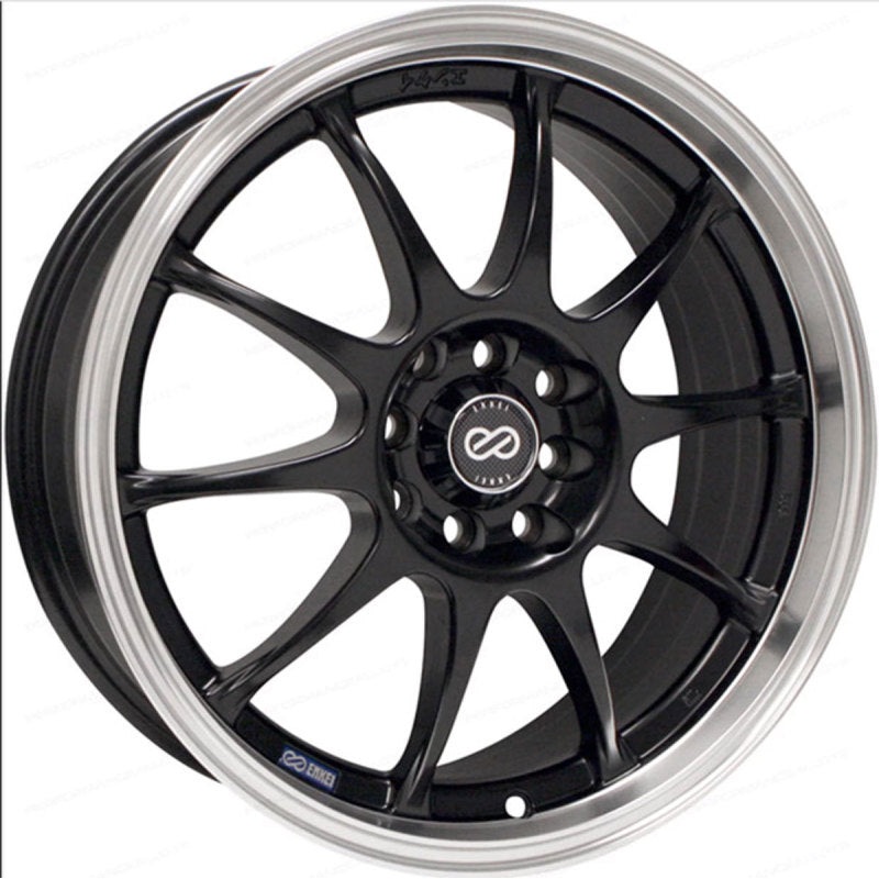 16×7.0 Enkei J10 5×100/114.3 38mm Offset 72.62mm Bore Dia Matte Black w/ Machined Lip Wheel