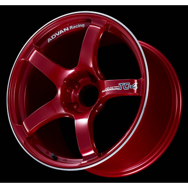 Advan TC4 18×8.5 +45 5-112 Candy Racing Red Wheel & Ring