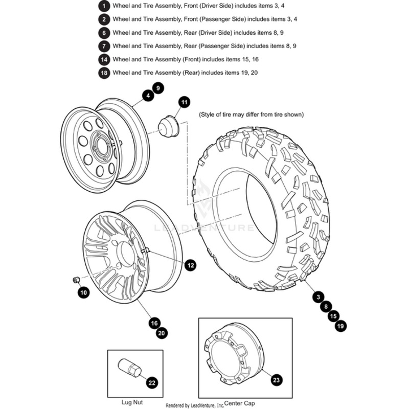 Wheel & Tire Aluminium Rear-Assembly (Includes Items 19 20) by Arctic Cat