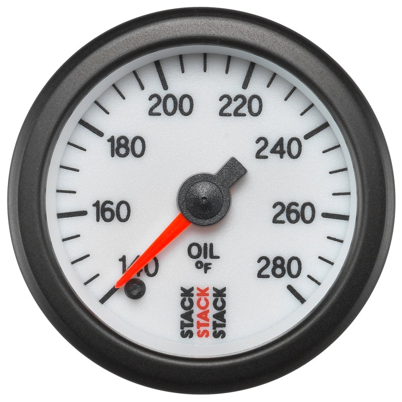 Autometer Stack 52mm 140-280 Deg F 1/8in NPTF Male Pro Stepper Motor Oil Temp Gauge – White