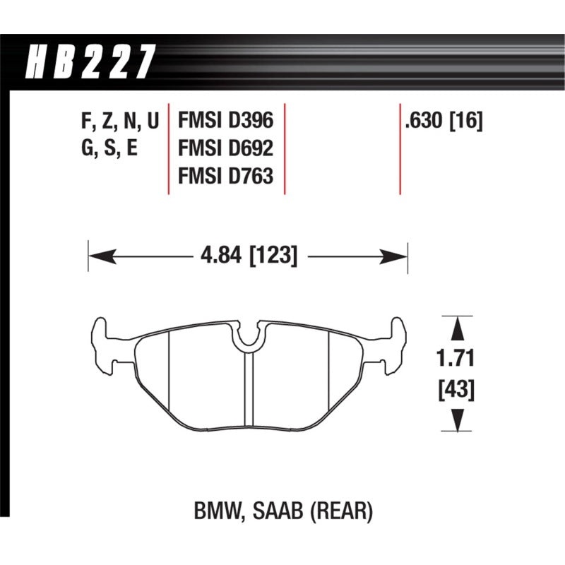 Hawk 95-99 BMW M3 E36 HPS Street Rear Brake Pads