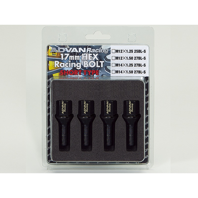 Advan Wheel Bolt M14x1.25 60 Degree 27mm Thread | Black – 4 Pack | Special Order No Cancel