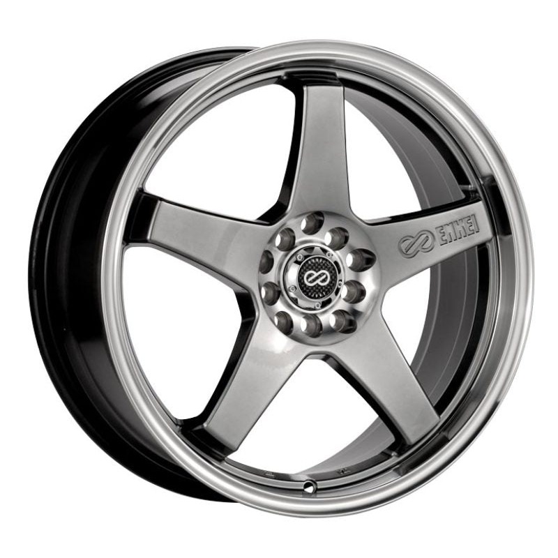 Enkei EV5 17×7 5×100/114.3 38mm Offset 72.6 Bolt Diameter Hyper Black w/ Machined Lip Wheel