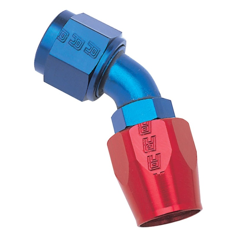 Russell Performance -10 AN Red/Blue 45 Degree Full Flow Hose End (25 pcs.)