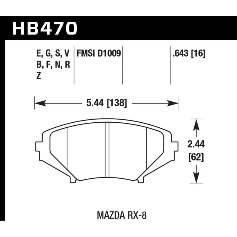 Hawk 2004-2011 Mazda RX-8 Grand Touring HPS 5.0 Front Brake Pads