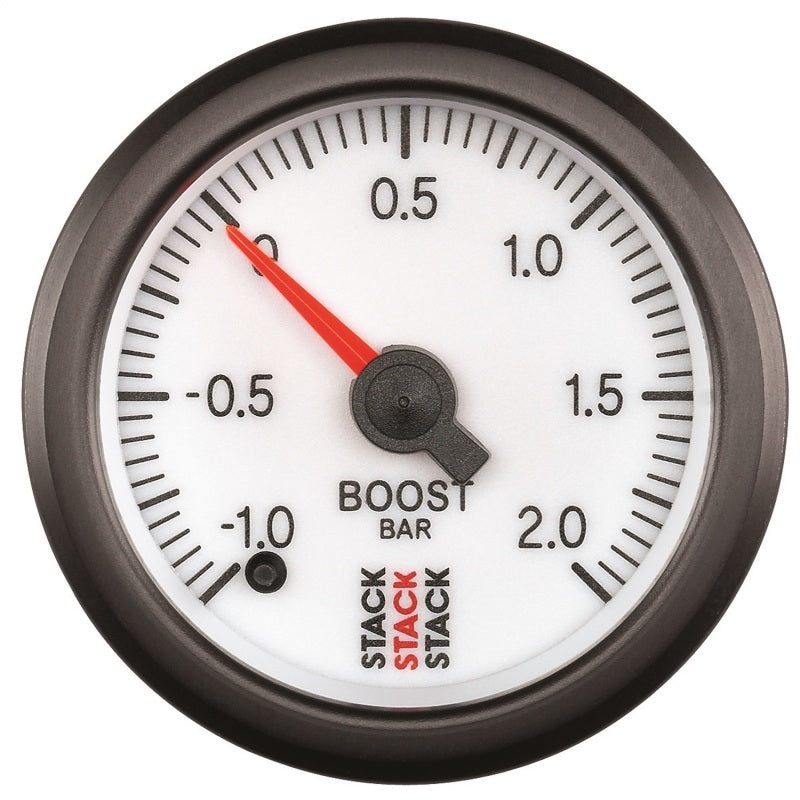 Autometer Stack 52mm -1 to +2 Bar (Incl T-Fitting) Pro Stepper Motor Boost Pressure Gauge – White