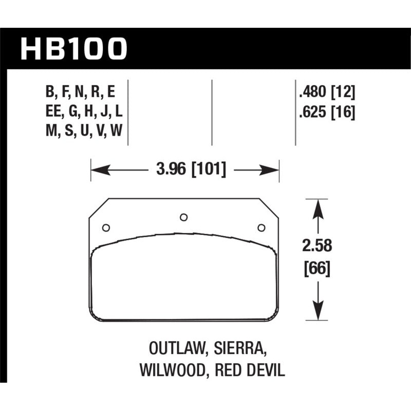 Hawk Wilwood DL/Outlaw/Sierra 12mm HPS 5.0 Street Brake Pads