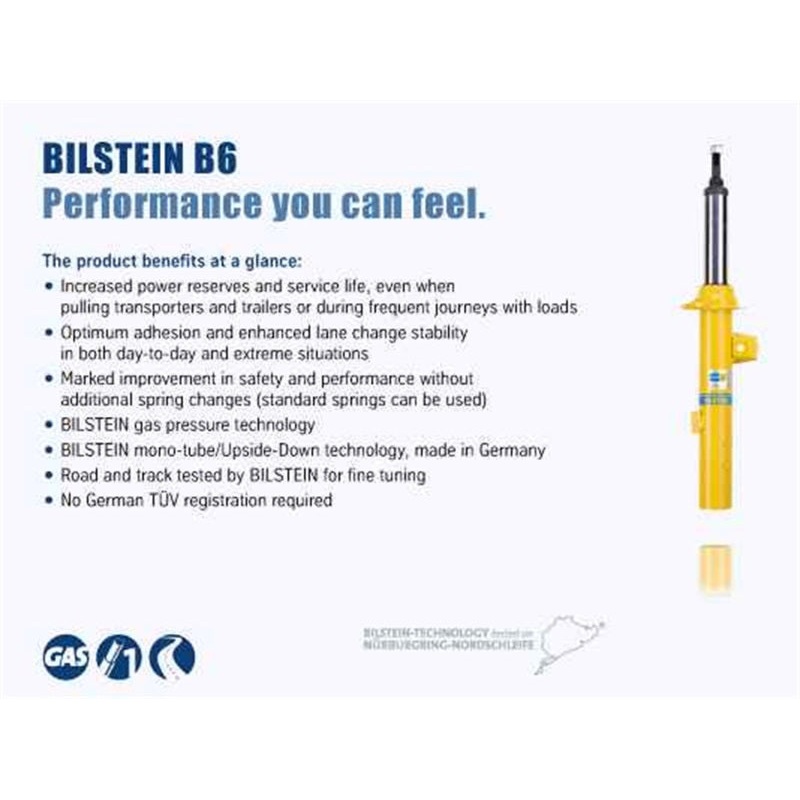 Bilstein B6 Yellow Paint / Blue Straight Boot Front Monotube Shock Absorber – 24.02in Extended L