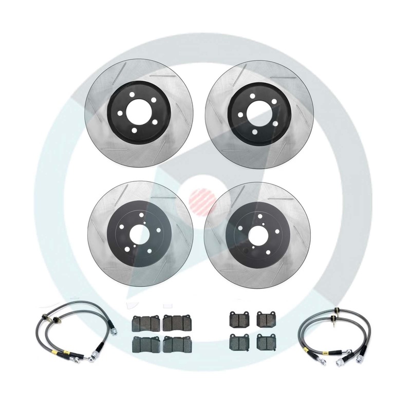StopTech Slotted Brake Rotor Package Deal – Choice of Pads – 15-17 STI
