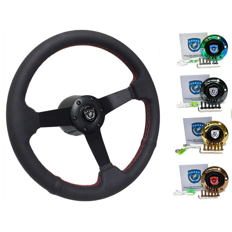 Nissan R33 Steering Wheel Kit | Perforated Black Leather | ST3602RED