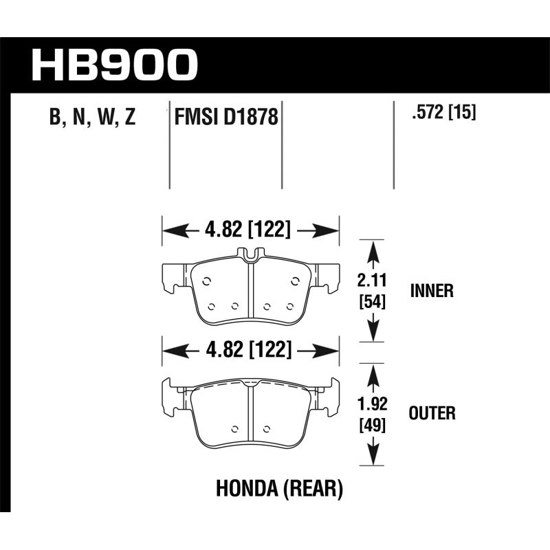 Hawk 16-17 Honda Civic HPS 5.0 Rear Brake Pads