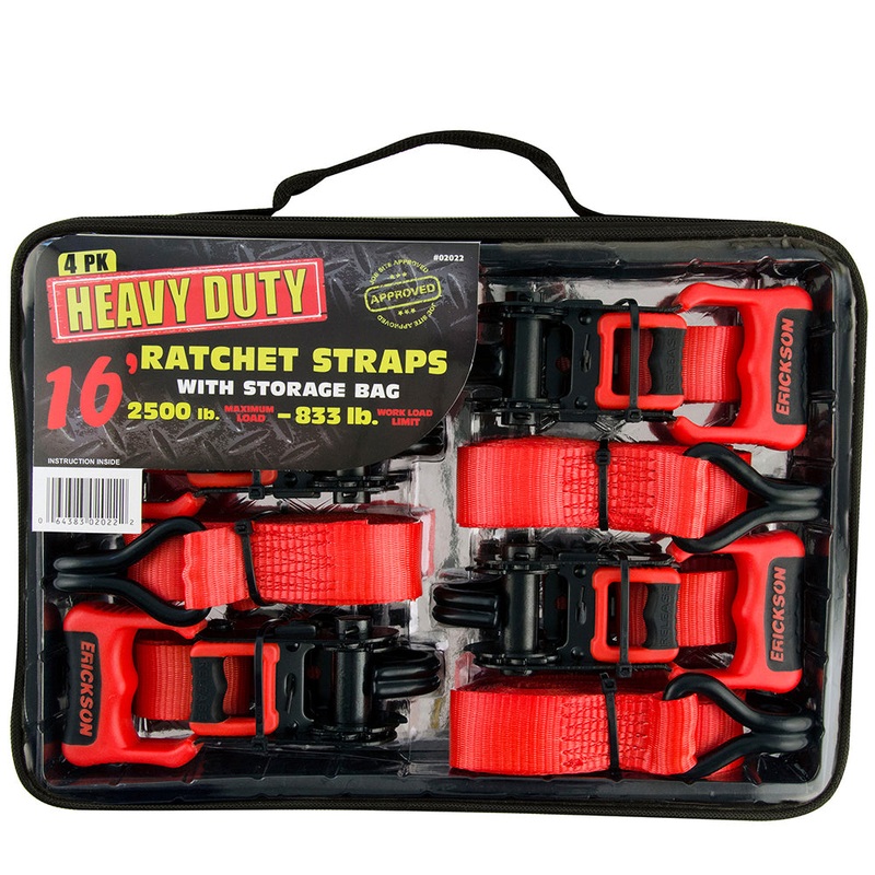 1.25 x 16  2500 lb. Rubber Handle Ratchet Strap in a Bag