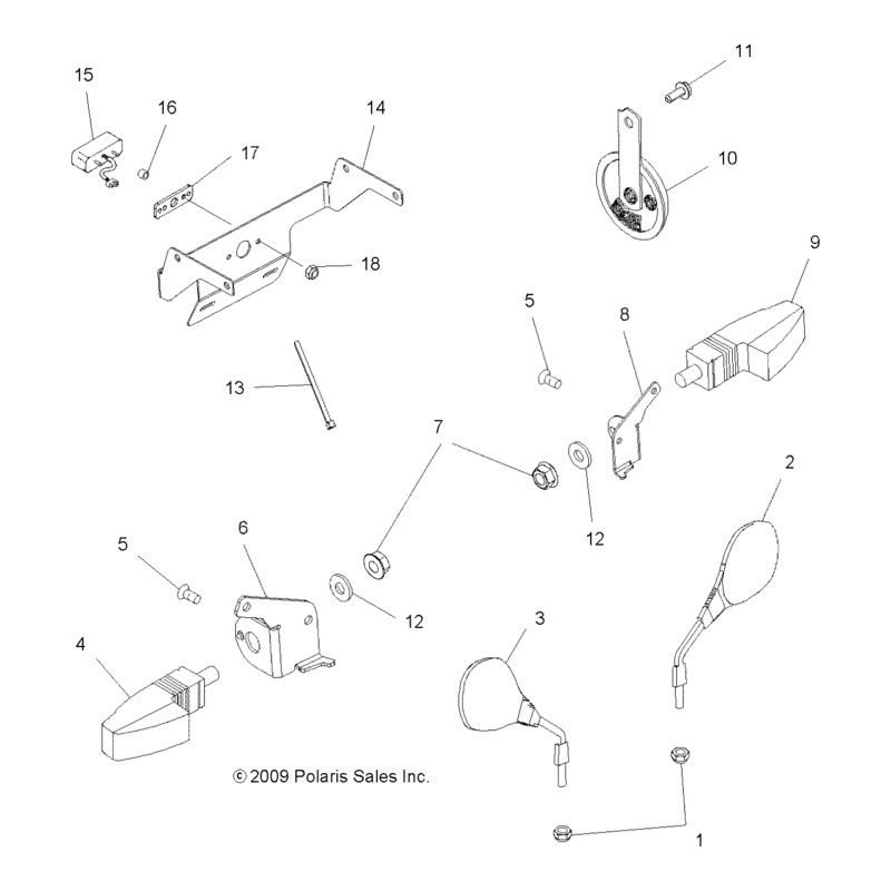 Turn Signal, Front, Left, Black by Polaris
