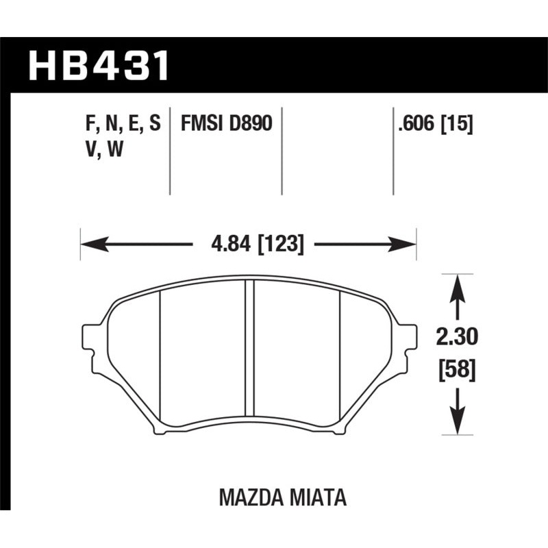 Hawk 01-05 Miata w/ Sport Suspension HP+ Street Front Brake Pads D890