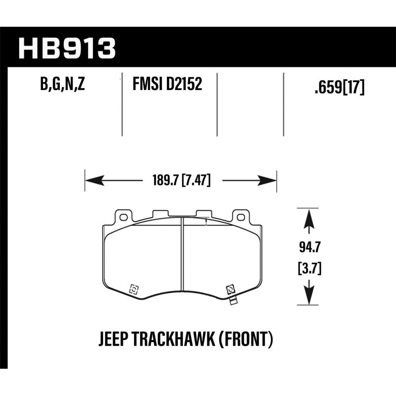 Hawk 18-19 Jeep Grand Cherokee Performance Ceramic Street Front Brake Pads