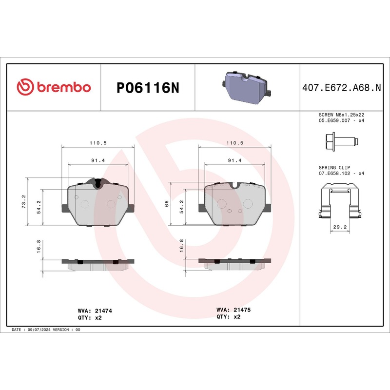 PRIME Ceramic Rear Disc Brake Pad Set – P06116N