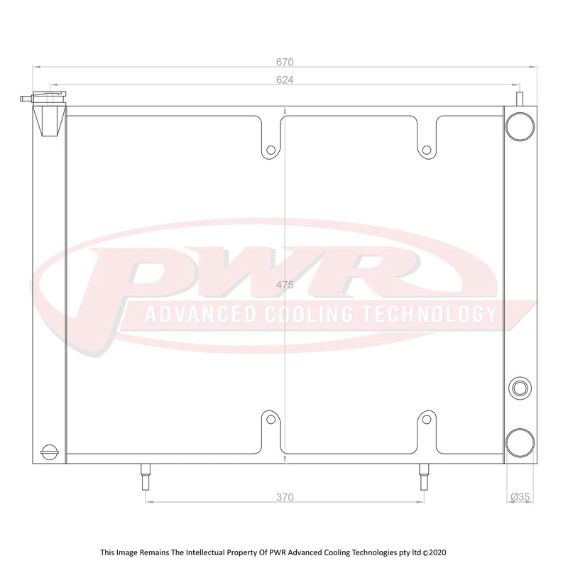 PWR – 55mm Performance Crossflow Radiator (Nissan Skyline R33 GTR/R33 GTST/R34 GTT 95-02) W/ 16″ SPAL Fan Mounts