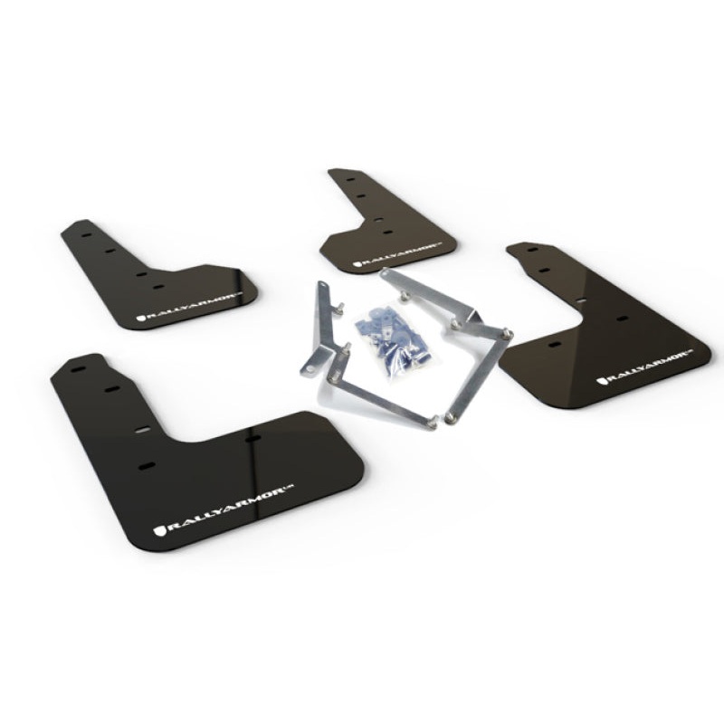 Rally Armor 17-19 Honda Civic Sport Touring UR Black Mud Flap w/ White Logo