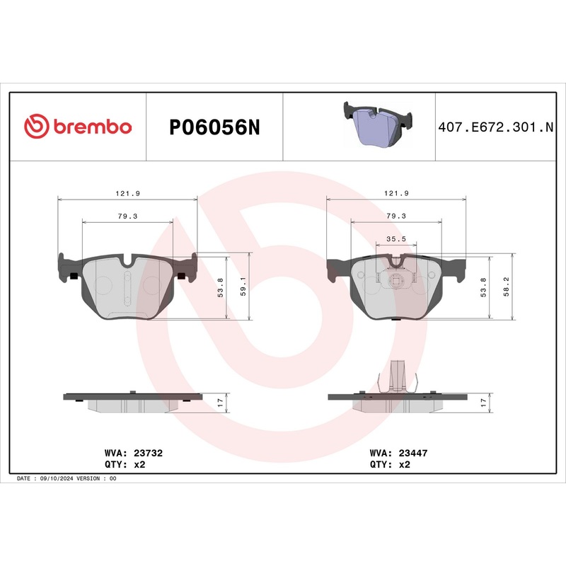 PRIME Ceramic Rear Disc Brake Pad Set – P06056N