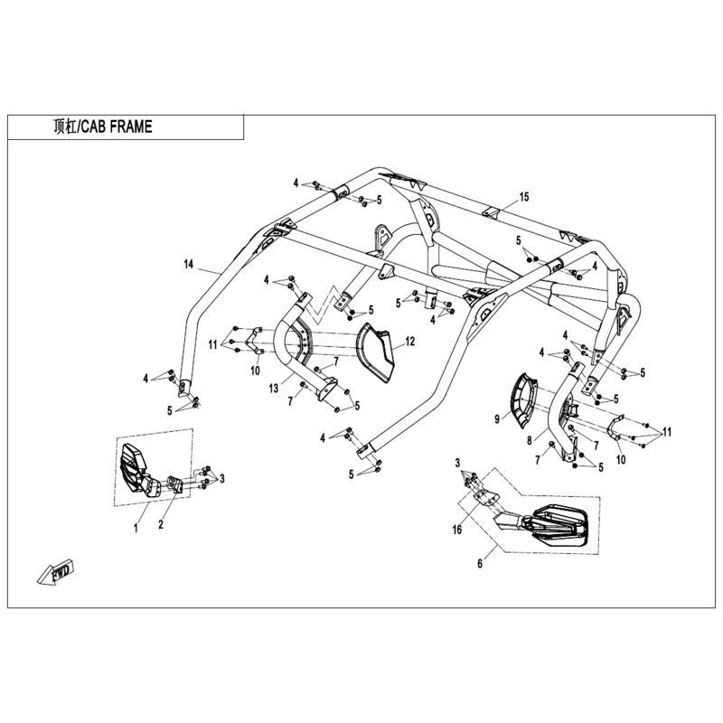 Rear Cab Frame Nano Black (Replaces 5Byv-230500-1000-0By00) by CF Moto