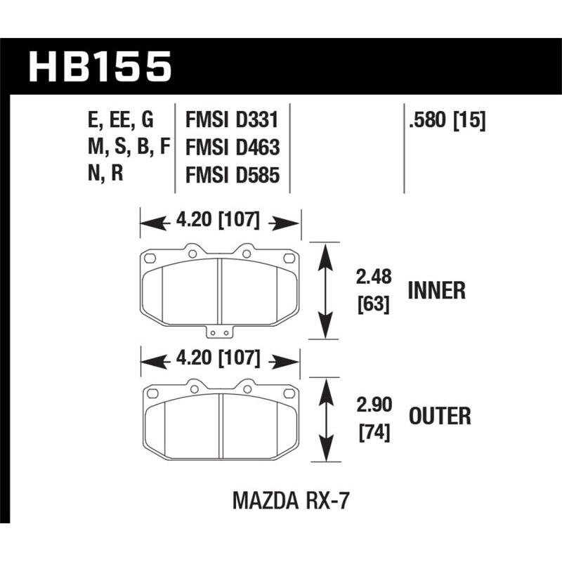Hawk 93-95 Mazda RX-7 HPS Street Front Brake Pads