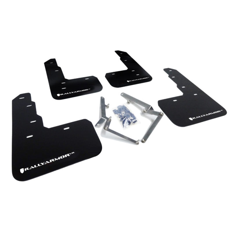 Rally Armor 17-18 Honda Civic Type R (Type R Only) UR Black Mud Flap w/ White Logo
