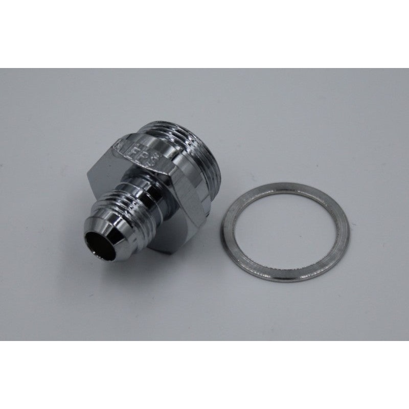 Fragola -6AN x 7/8-20 Male Adapter-Dual Feed – Chrome