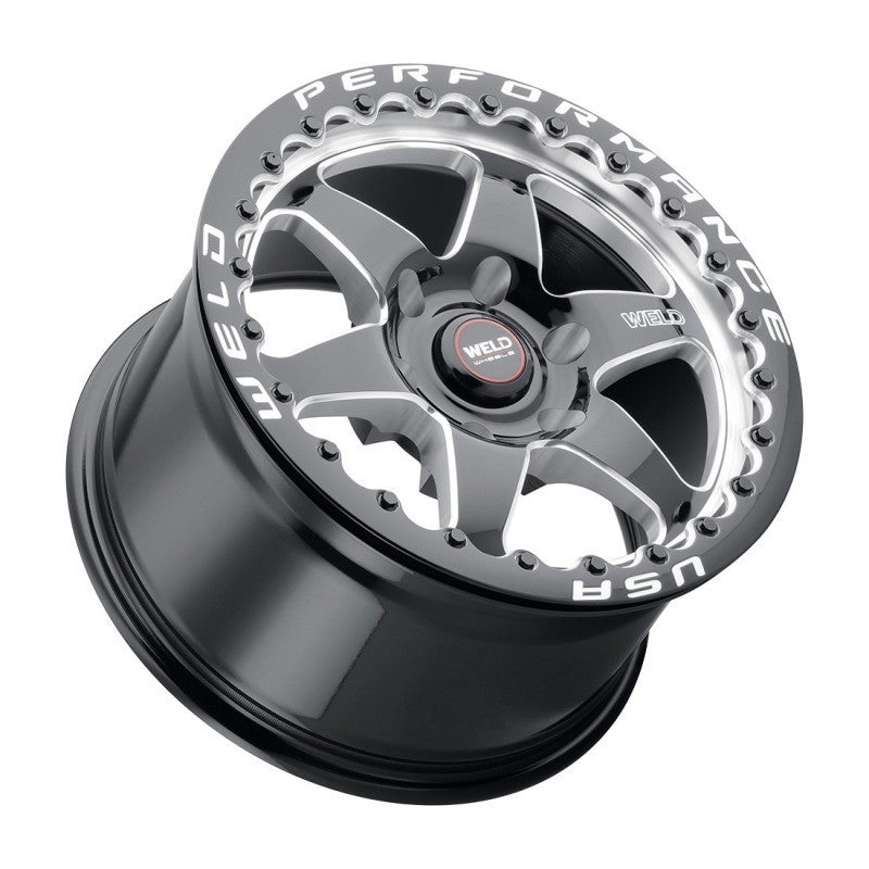 Weld S909 15×10 Ventura 6 Beadlock 6×139.7 ET38 BS7.00 Gloss BLK MIL DIA 106.1