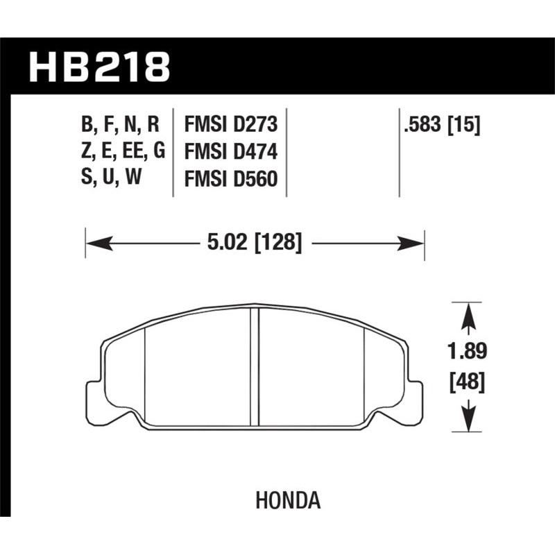 Hawk 88-89 Civic Si / 92-00 Civic CX / 88-00 DX / 98-00 GX HP Plus Street  Front Brake Pads