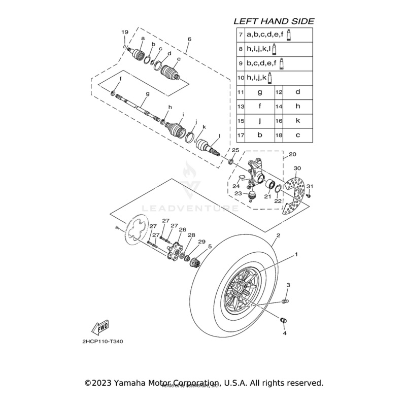 Steering Knuckle Assembly (Left) by Yamaha