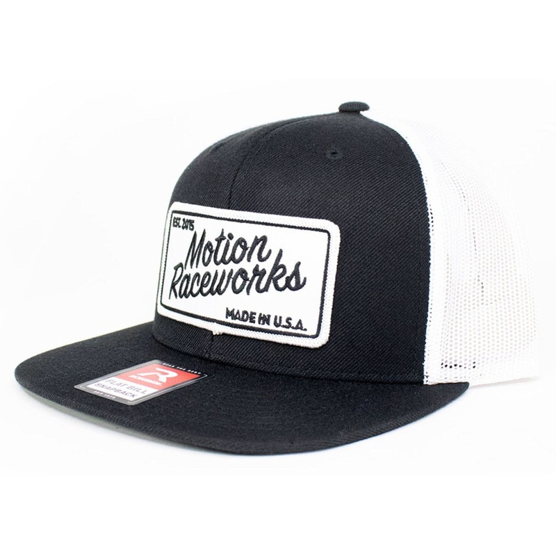 Motion Heritage Flat Bill Hat Black/White Snapback