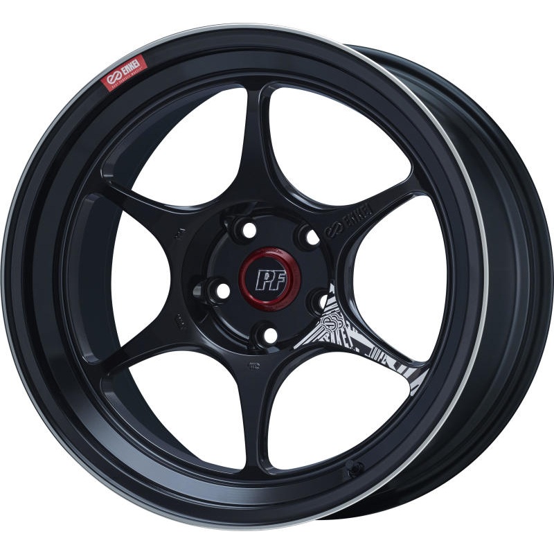 Enkei PF06 18x8in 5×112 BP 50mm Offset 75mm Bore Black Machined Wheel