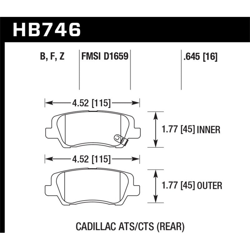 Hawk Cadillac 13-16 ATS / 14-15 CTS HPS 5.0 Rear Brake Pads