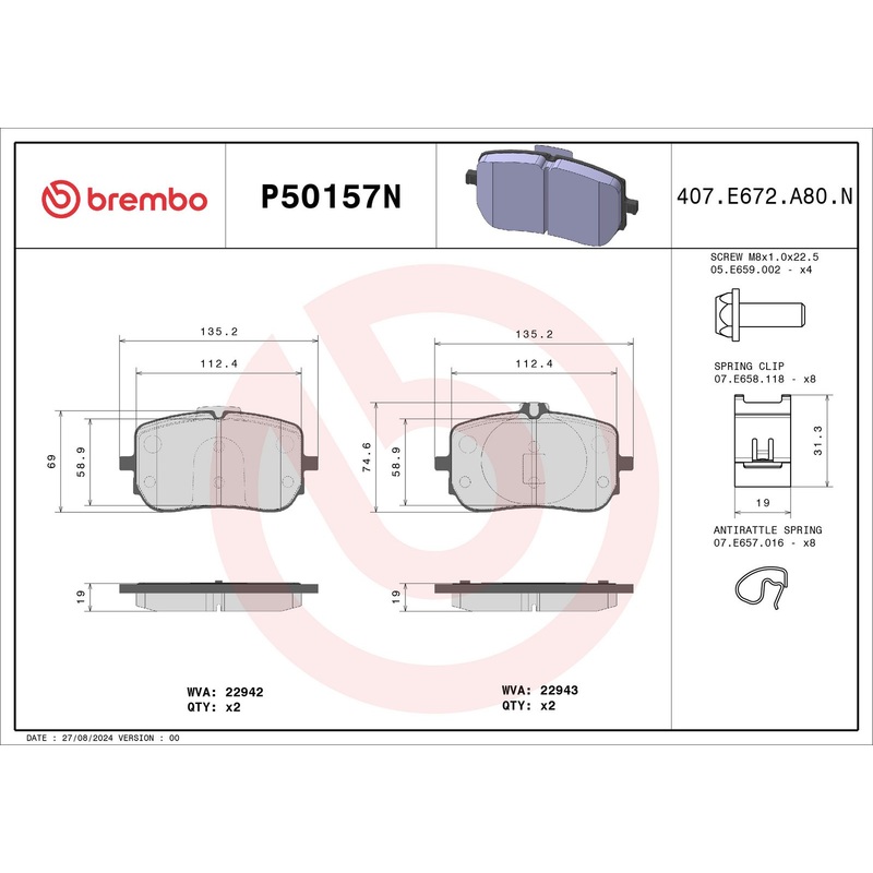 PRIME Ceramic Front Disc Brake Pad Set – P50157N