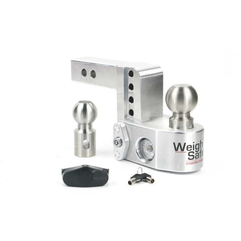 Weigh Safe 4in Drop Hitch w/Built-In Scale & 2in Shank (10K/12.5K GTWR) – Aluminum